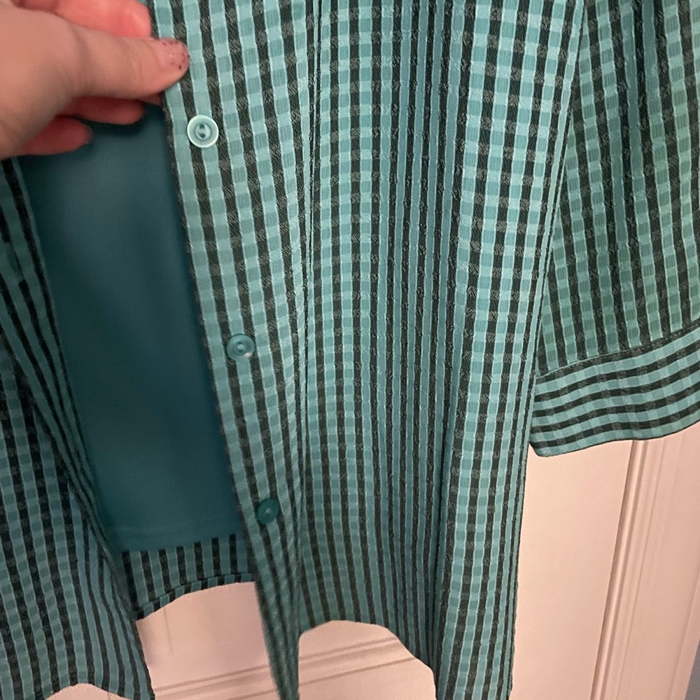 Joanna Teal and Black Striped Shirt with attached matching Tank - Picture 2 of 6